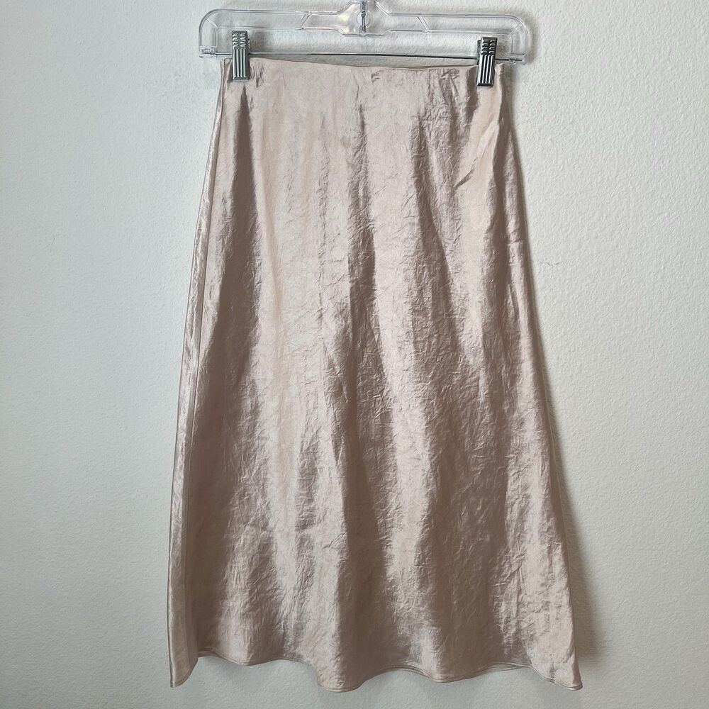 Babaton Womens Pink Satin Silky Style A-line Skirt Size 0 Career Office Softgirl